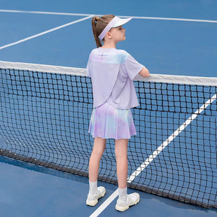 女童速干夏季运动服套装儿童羽毛球网球短袖短裙两件套训练服