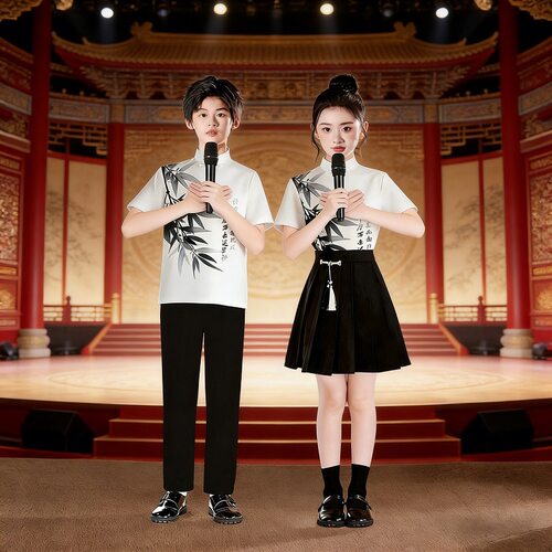 儿童集体演出服中国风中小学生六一合唱服大合唱诗歌朗诵表演服装