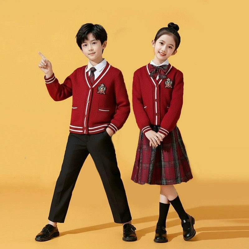 元旦儿童诗歌朗诵表演服小学生合唱班服针织衫男童女童主持演出服