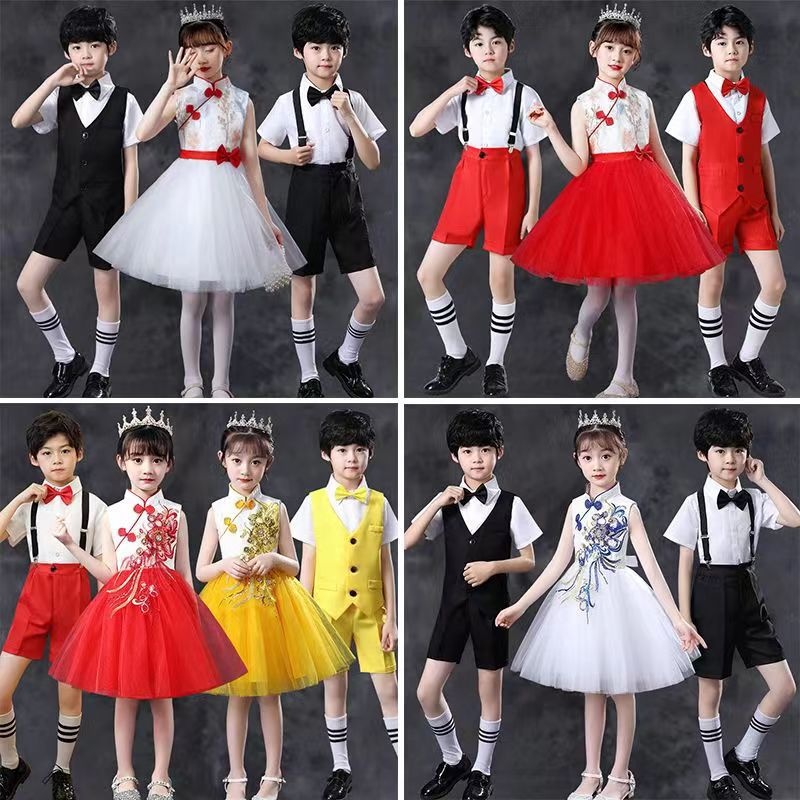 六一儿童演出服男女童礼服公主裙合唱服学生红歌诗朗诵舞蹈表演