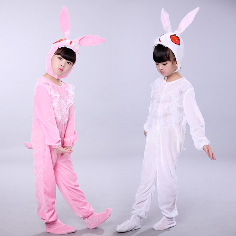 儿童小白兔子演出服动物演出服表演服幼儿兔子舞舞蹈服长袖保暖
