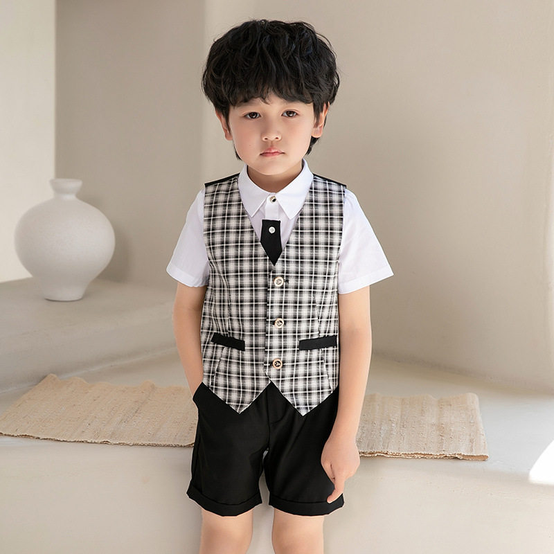 儿童西装礼服春款套装花童婚礼服宝宝周岁生日西服男童演出表演服