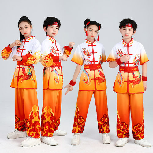 儿童武术服表演服中国风少儿练功演出服太极比赛训练服打鼓舞龙服