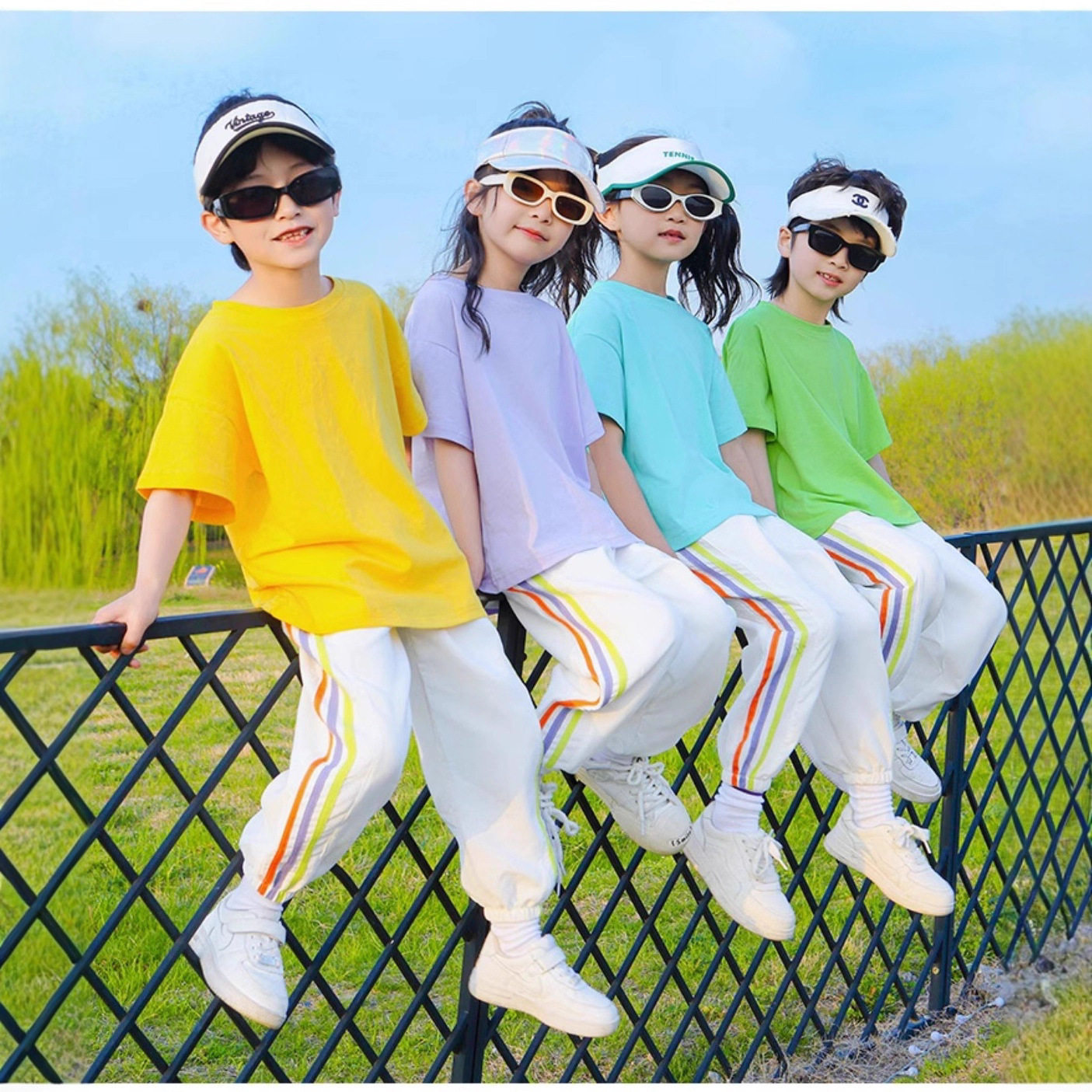 六一儿童演出服糖果色幼儿园多巴胺表演小学生毕业照啦啦队班服装
