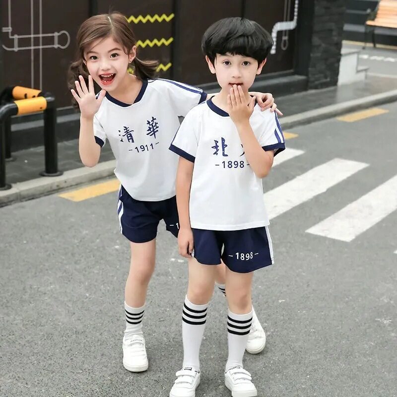 儿童套装纯棉姐弟夏装运动套装龙凤胎儿童兄妹装夏季幼儿园表演服
