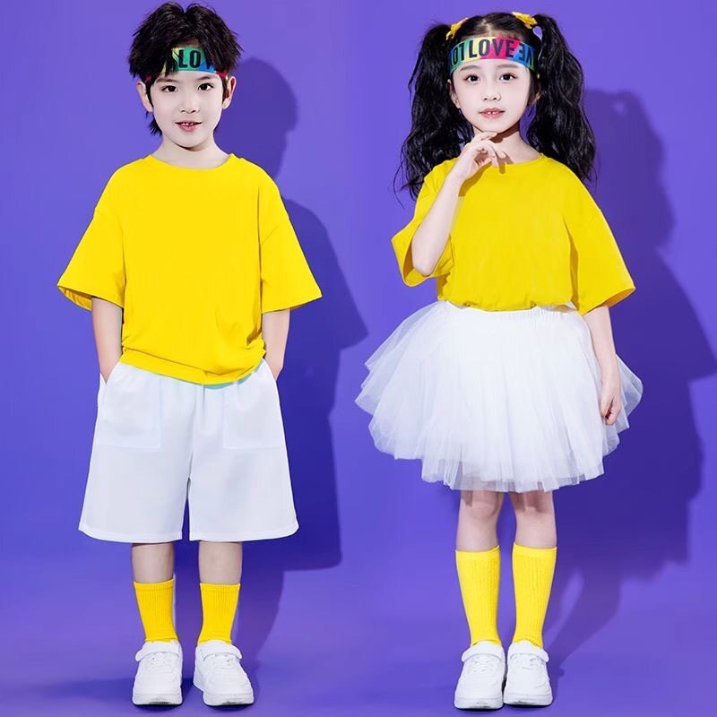 幼儿园女童爵士舞蓬蓬裙男童街舞潮服六一儿童演出服舞蹈表演套装