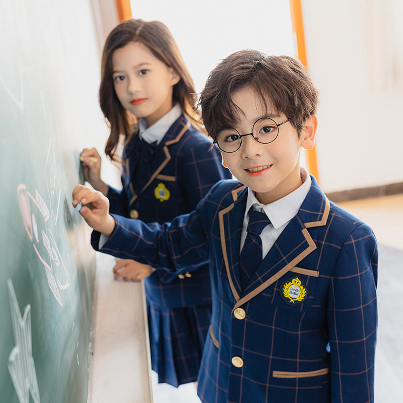 儿童周岁西装礼服套装学生英伦学院风表演服女童百褶裙主持人服装