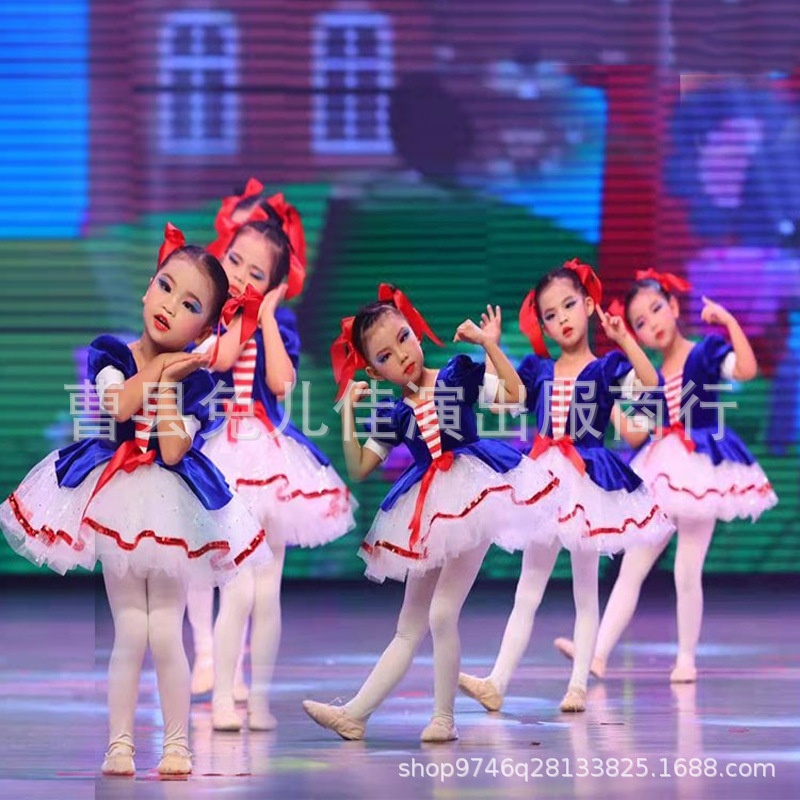 六一新款儿童演出服幼儿园舞蹈服女童蓬蓬纱裙可爱公主裙表演