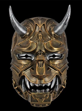 蓝色银色霓虹战士面具万圣节鬼脸般若树脂脸谱科技感面罩派对