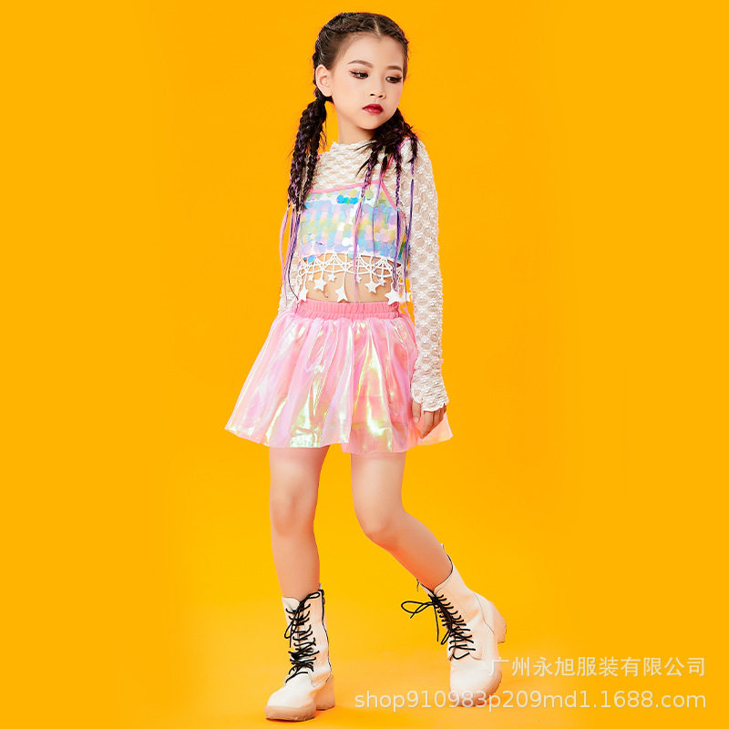 女童爵士舞服装儿童亮片嘻哈街舞t台走秀表演服女孩舞蹈服演出服