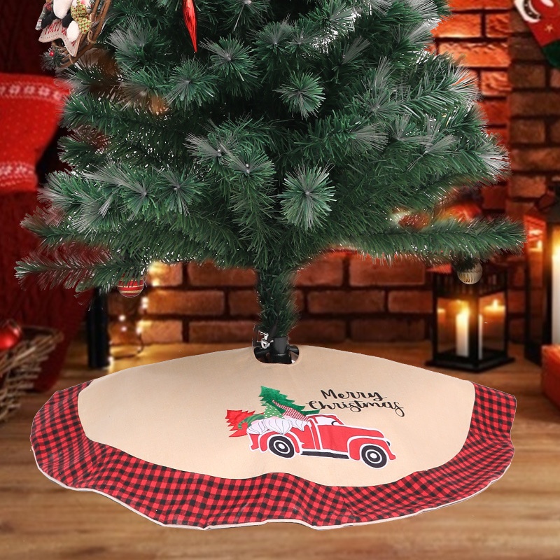 巧鼎圣诞节装饰品森林老人汽车树裙麻布格子边欧式圣诞装饰