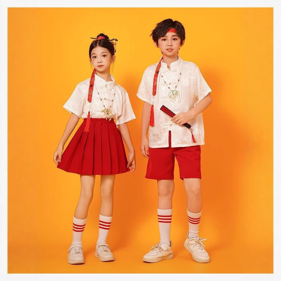 六一儿童合唱服诗歌朗诵表演中小学生大合唱红歌中国风演出服班服