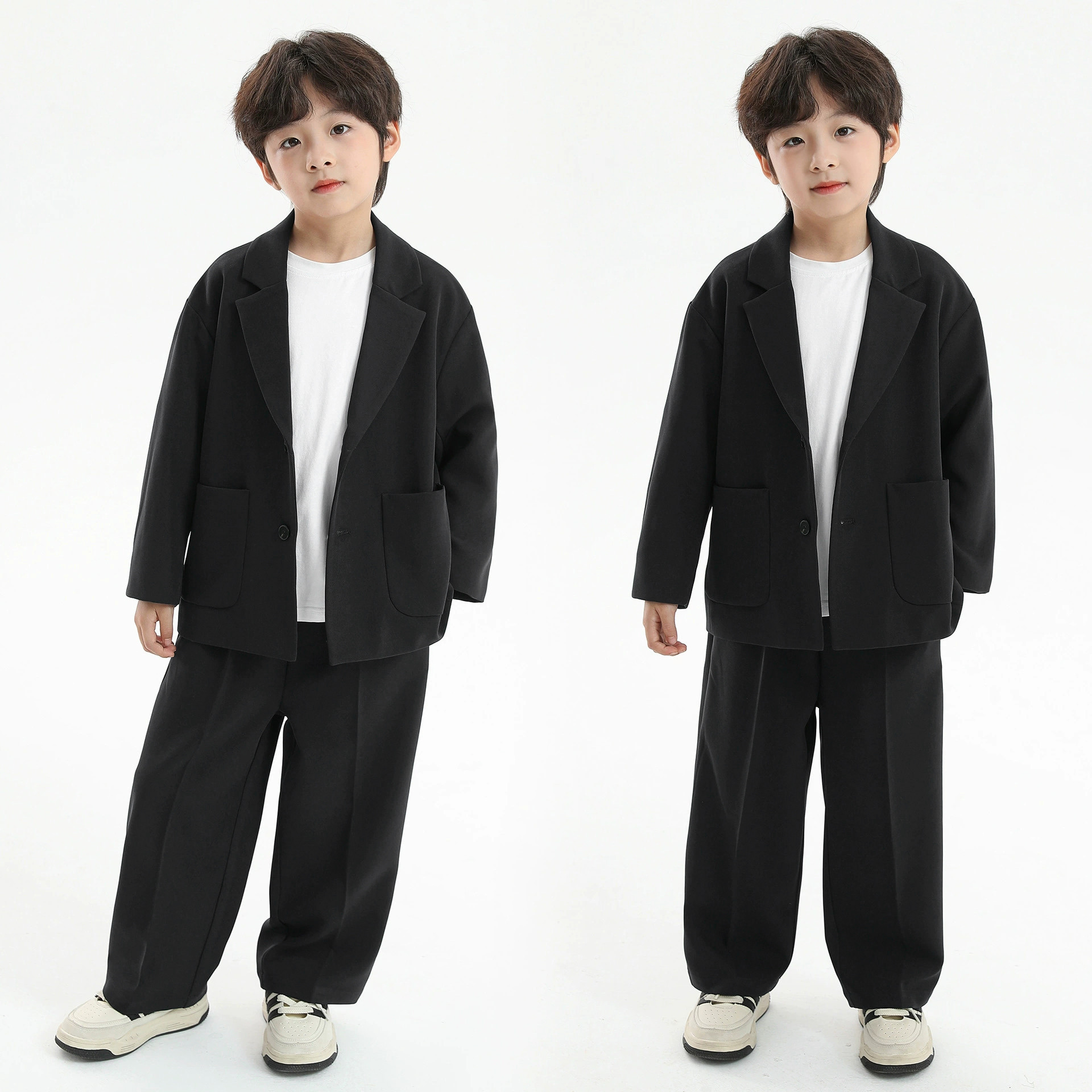 男童休闲小西装套装儿童西服帅气炸街小礼服走秀表演服宽松阔腿裤