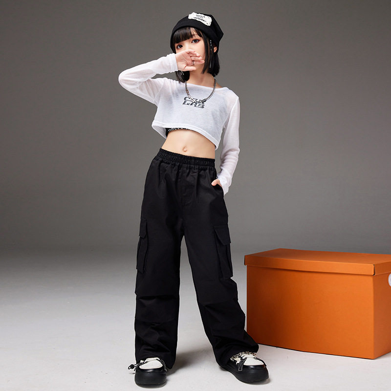 女童爵士舞服装儿童演出服jazz女孩走秀表演练功服街舞潮酷时髦秋
