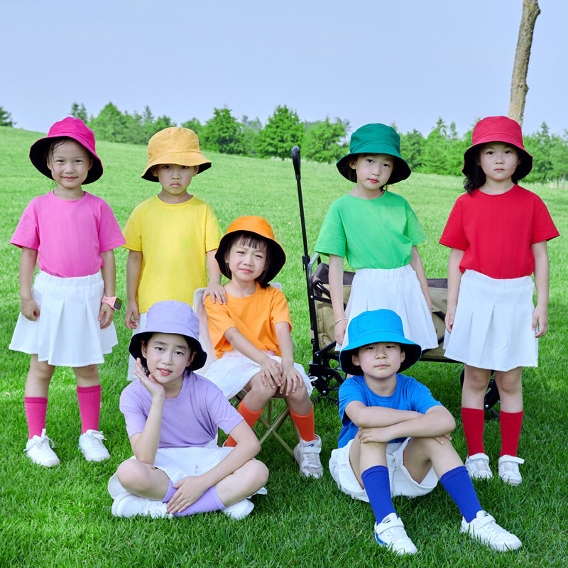 幼儿园啦啦队六一儿童演出服湖蓝色短袖可爱风舞台拉拉操表演服装