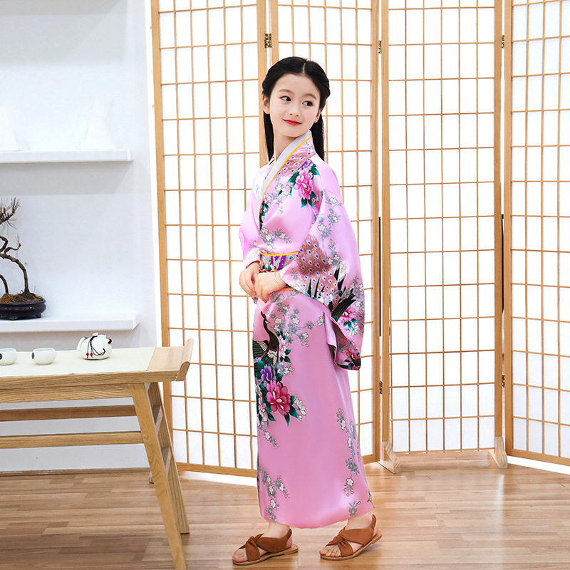 春夏新款儿童和服日式浴袍女孩公主裙表演服可爱蝴蝶结汗蒸服批发