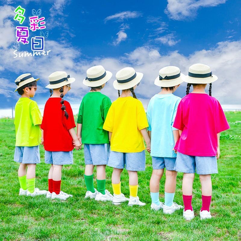 六一儿童演出服糖果色牛仔短裤披肩套装幼儿园毕业服舞蹈表演服装