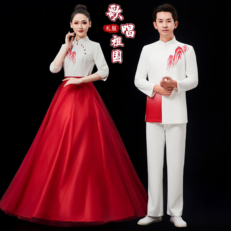 美丽中国儿童演出服万疆表演服灯火里的中国开场舞民族风红色主题