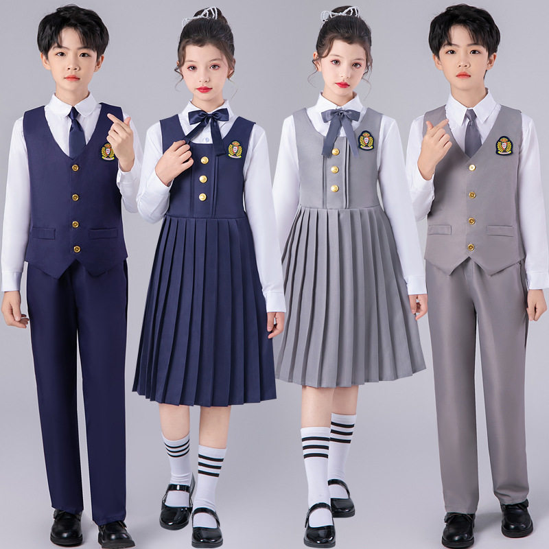 元旦儿童合唱演出服中小学生朗诵学院英伦风校服演讲比赛表演服装
