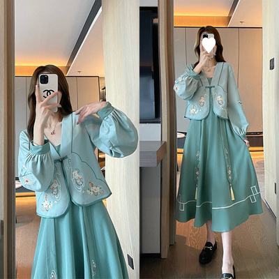 唐制汉服女初秋装中式盘扣旗袍改良日常可穿唐装上衣古风裙子