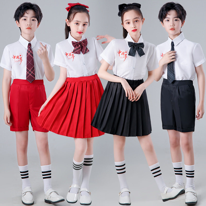 六一儿童合唱演出中小学生表演服爱国爱国红色朗诵服歌唱祖国服装