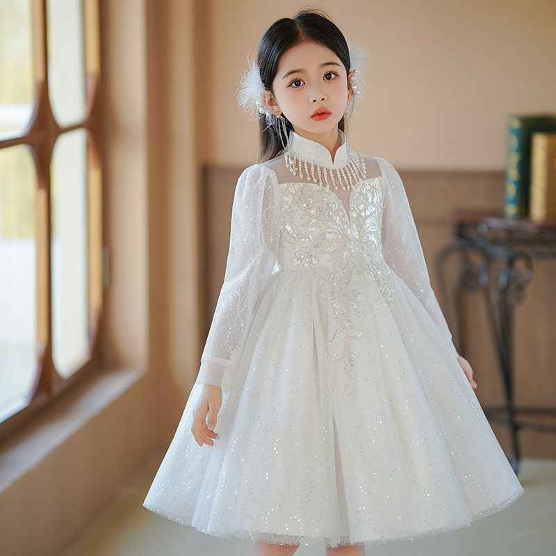 女童公主裙高端礼服花童婚礼钢琴表演服儿童生日宴主持人演出服夏