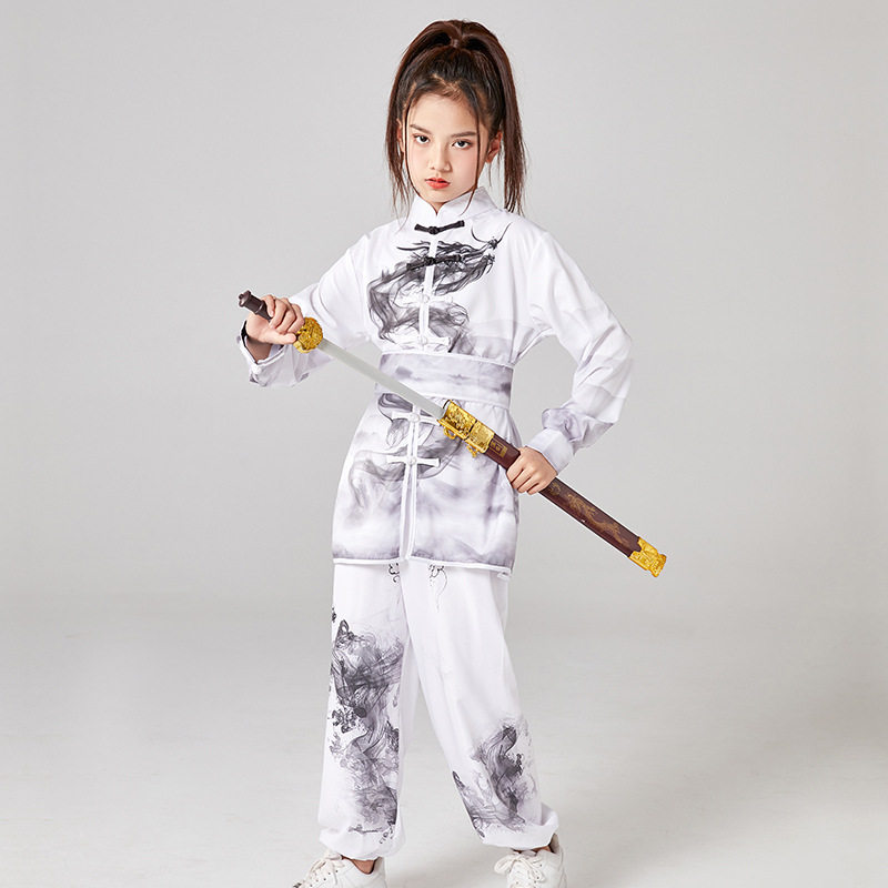 新款水墨儿童太极武术服装训练古风长拳南拳比赛表演练功演出服