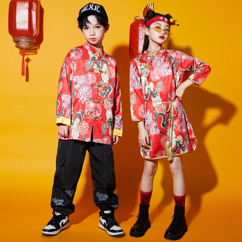儿童国庆演出服女童旗袍小学生中国风班服合唱服男童唐装表演服潮