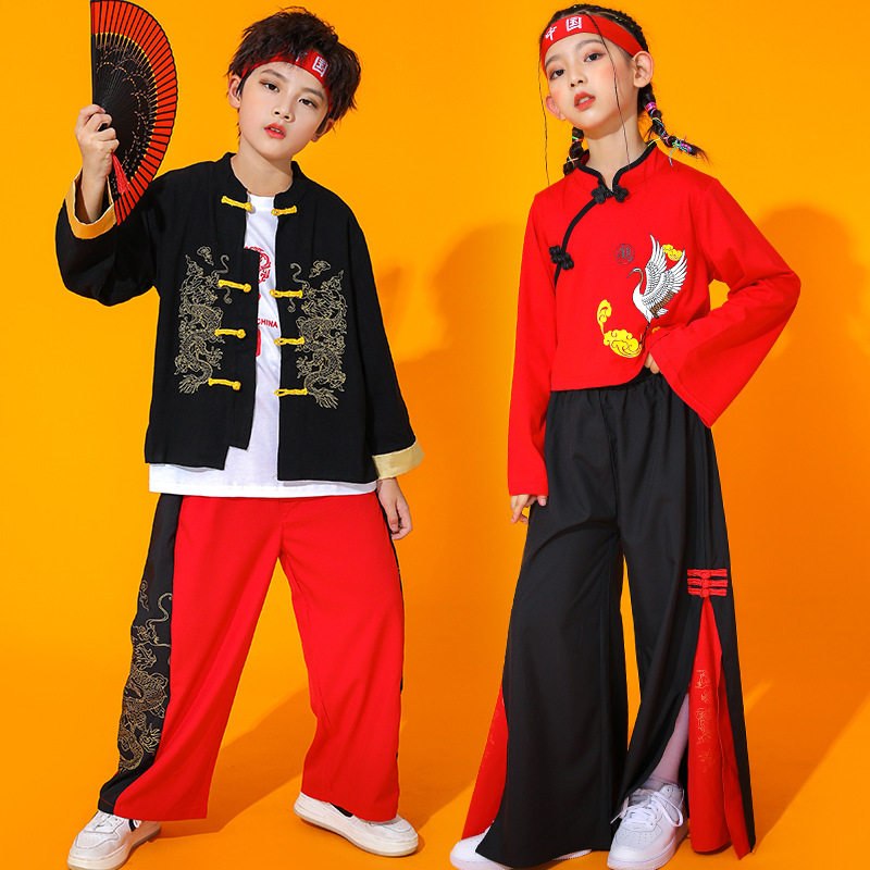 六一儿童啦啦队表演服男女童唐装中小学生街舞中国风合唱演出服装