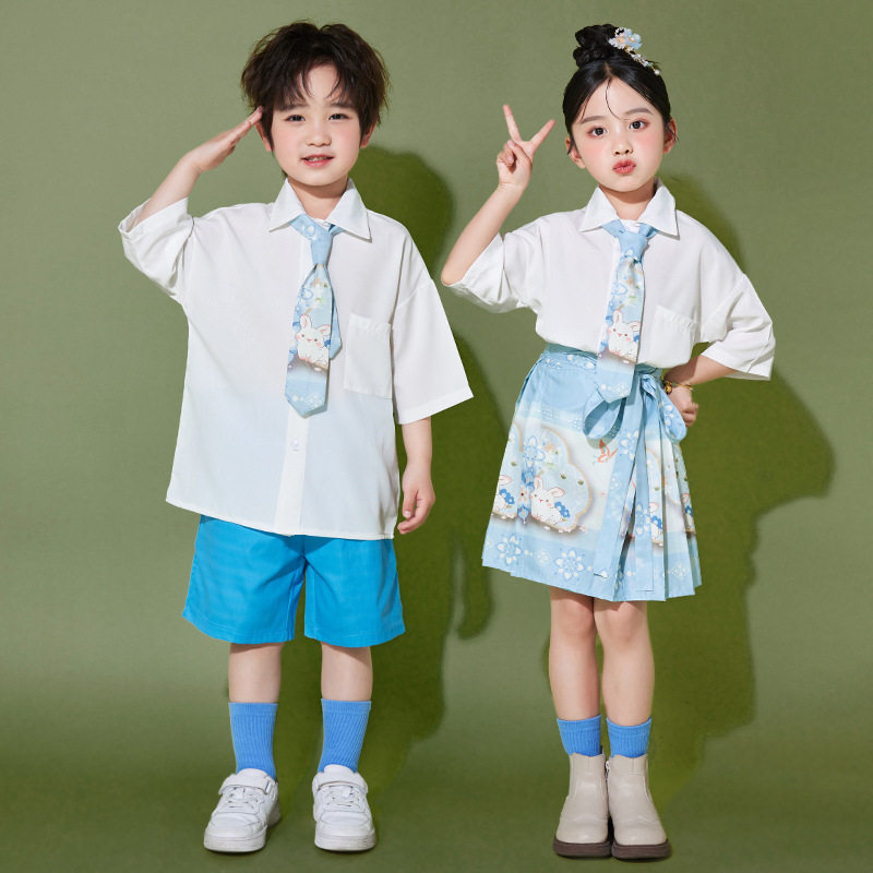 六一儿童夏季演出服小学生啦啦队大合唱表演服幼儿园毕业园服套装