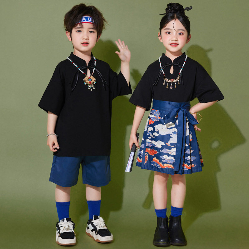 男女童夏季汉服中国风演出服女孩超仙古装儿童复古唐装六一表演服