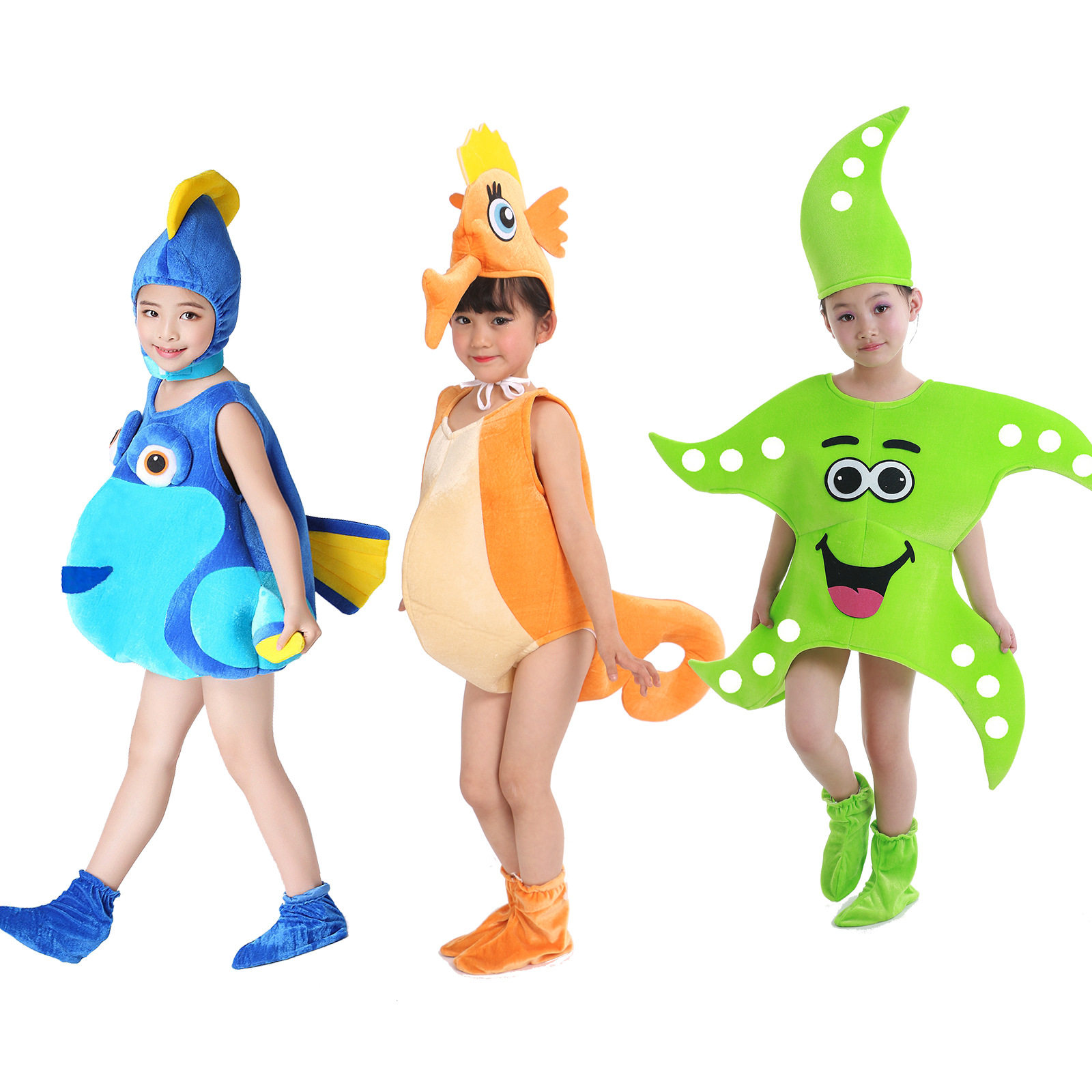 跨境儿童海洋演出服章鱼海马海星海龟贝壳龙虾幼儿园角色表演服装