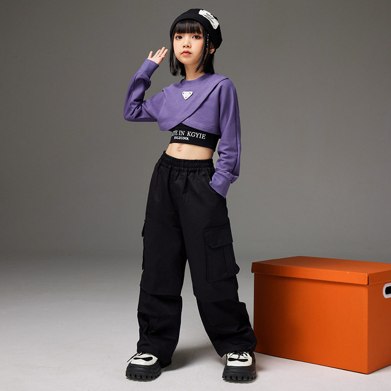 女童爵士舞服装儿童演出服jazz模特走秀表演练功服街舞潮酷时髦秋