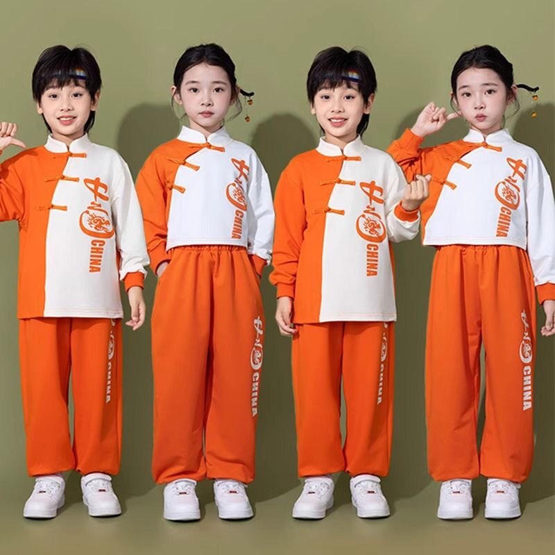 儿童中国风拉拉队演出服小学生运动会服装幼儿园表演班服武术服装