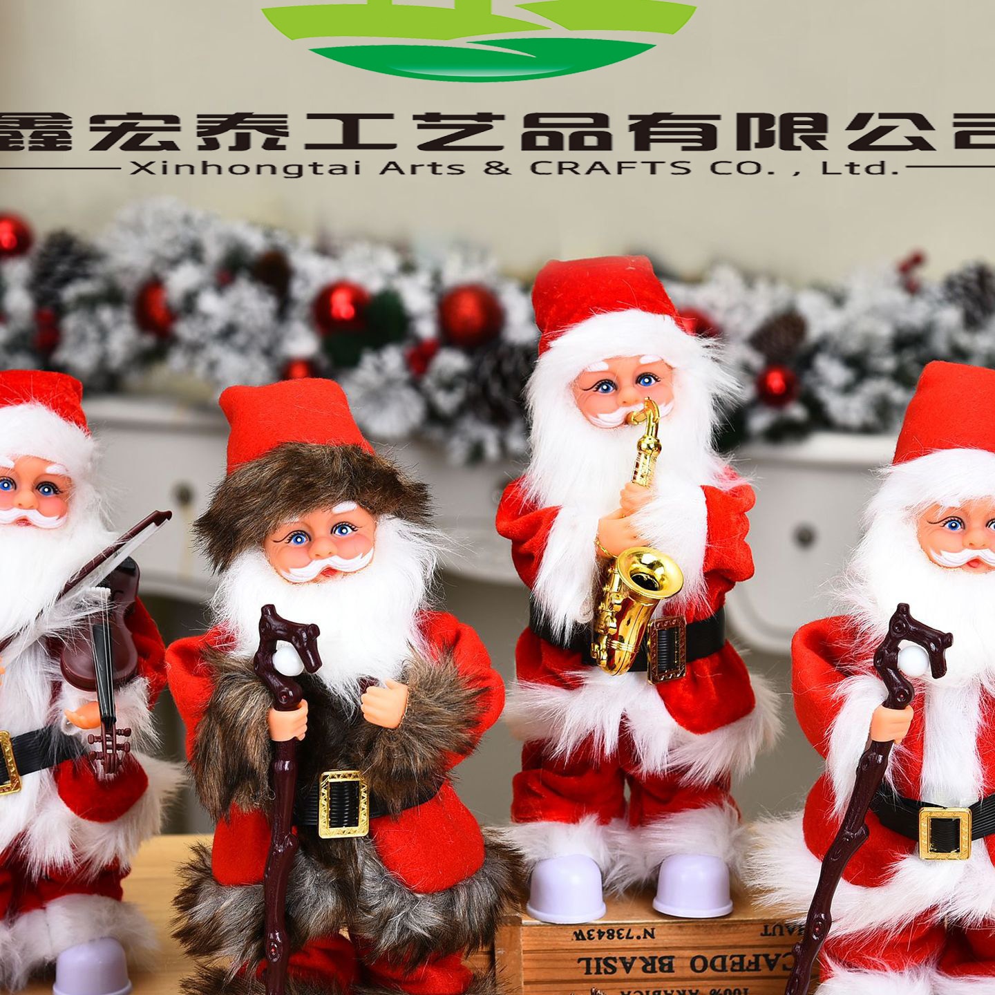 电动圣诞老人摆件新公仔摇摆音乐电动圣诞老人跨境圣诞节装饰礼物