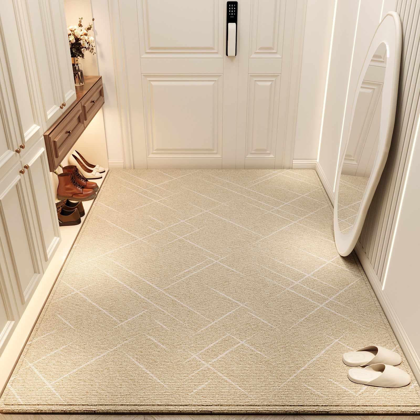 进门地垫入户门垫家用地毯奶油风轻奢高级门口玄关脚垫防滑可裁剪,居家布艺,入户地垫,淘宝优惠券,粉丝福利购,淘宝优惠卷