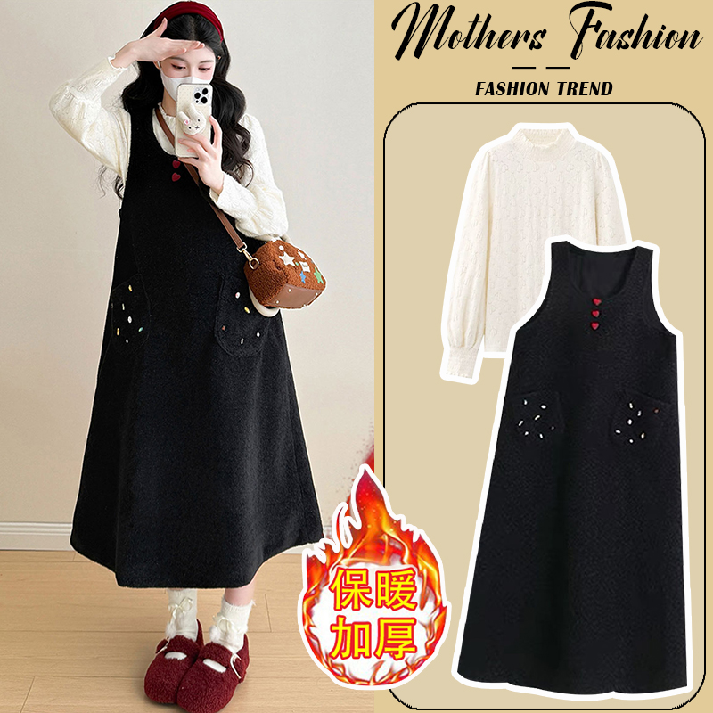 孕妇连衣裙套装秋冬2025新款