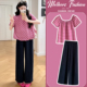2026新款 薄款 粉色格子时尚 潮妈短袖 子两件套女 孕妇套装 上衣裤 夏季