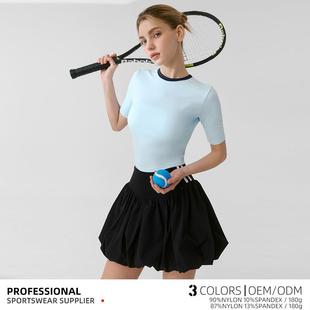 防走光花苞裙高尔夫羽毛球短袖 夏季 女 新款 健身运动服 网球服套装