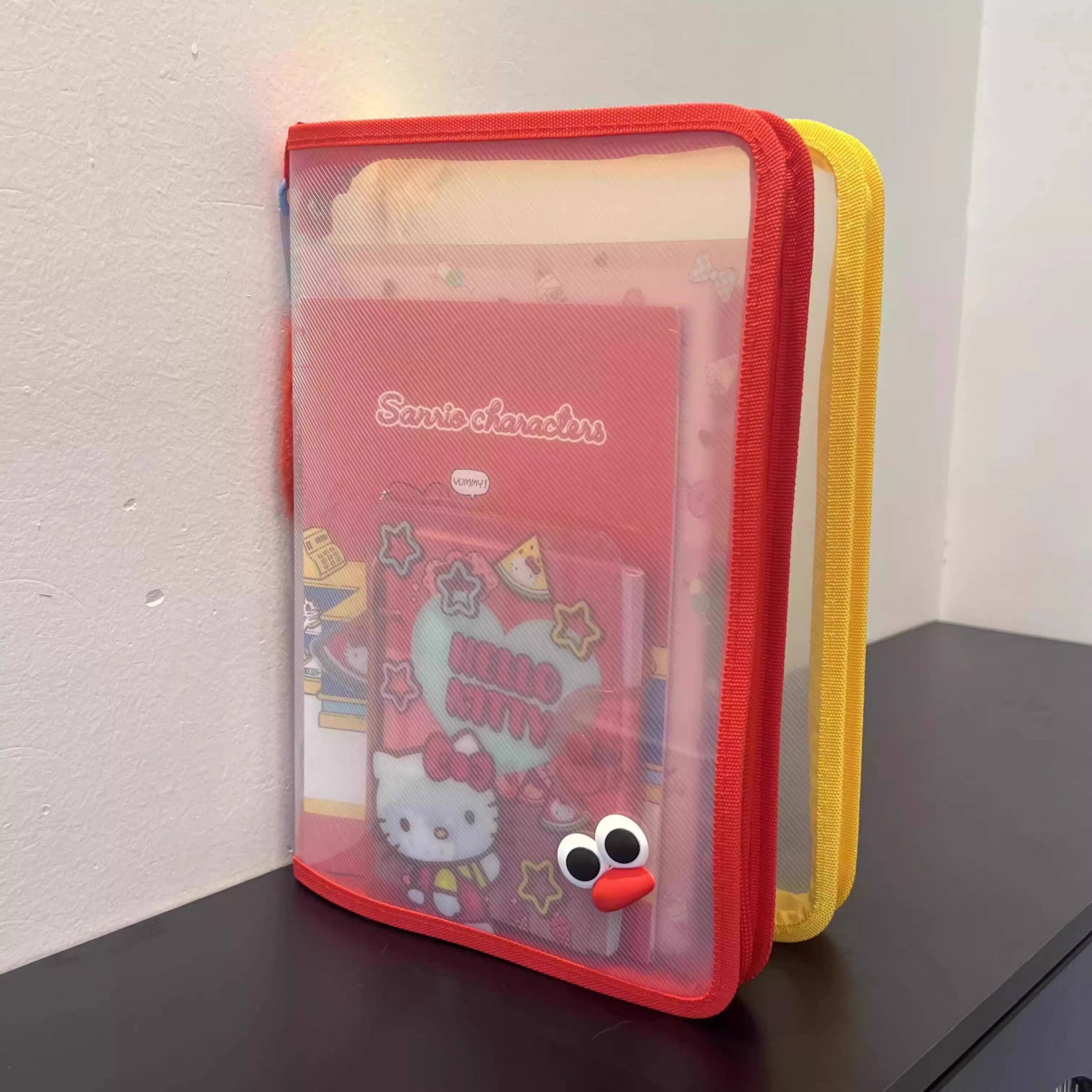 ins新款大学生文件袋手提包大容量A4拉链透明试卷课本收纳袋