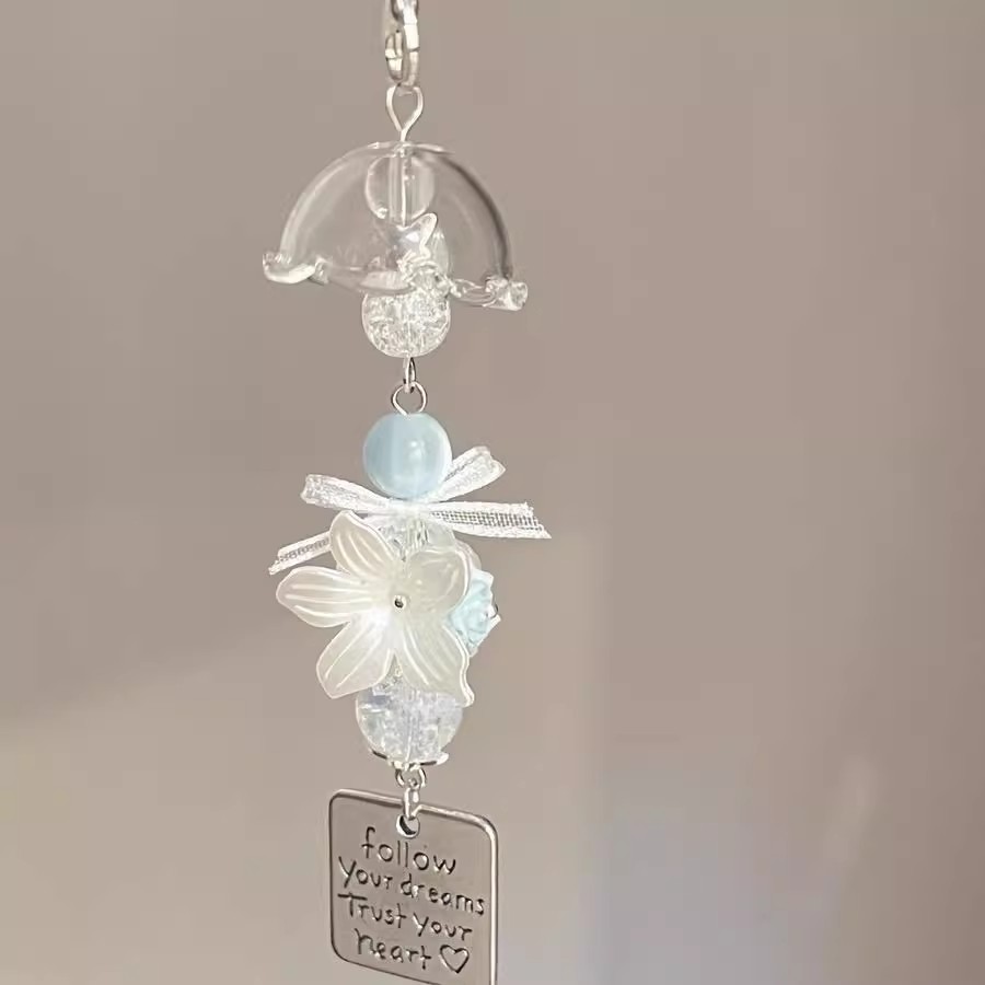小清新海洋的秘密小花蝴蝶水母风铃挂件手作串珠包包手机壳挂饰