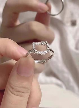 日系可爱小猫戒指软妹甜美小猫指环情侣百搭戒闺蜜生日礼物