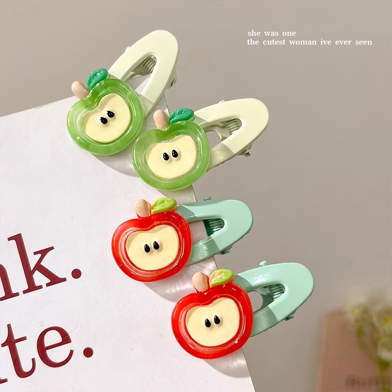 新款小苹果发夹少女心可爱侧边ins刘海甜美卡通夹子发饰头饰发卡