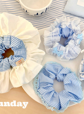 活动礼品蓝色系大肠合集甜美少女发饰高级感发绳优雅马尾头绳发圈