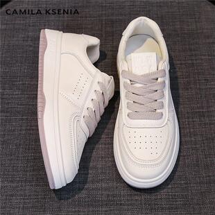 CAMILA KSENIA官方店2025新款小白鞋女秋厚底薄透气休闲运动板鞋