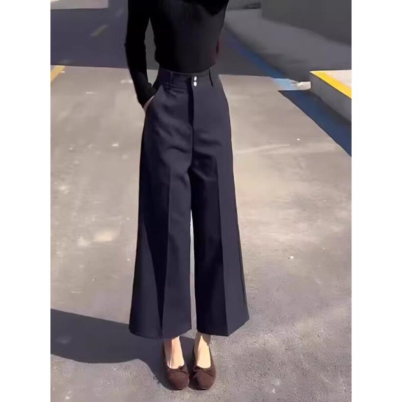 黑色女士套装裤2025夏季新款时尚工作服百搭高腰修身直筒裤