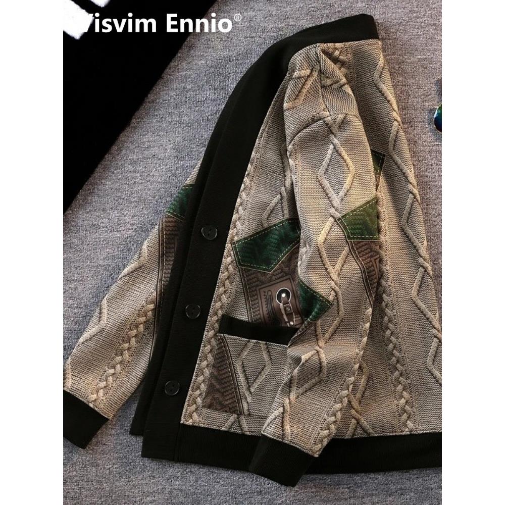 Visvim Ennio时尚印花夹克男2025秋季新款针织开衫男高档欧货潮牌