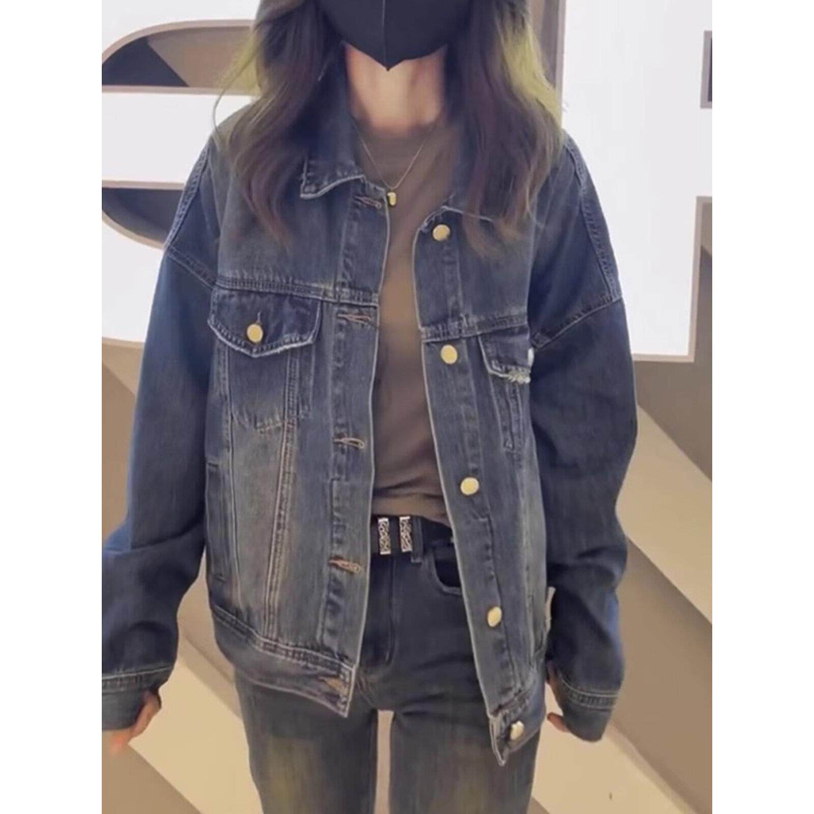 欧货牛仔外套女2025春秋新款别致大码胖mm宽松显瘦高级感夹克上衣