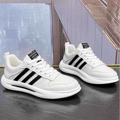 男鞋2025新款秋冬透气百搭时尚三道杠小白鞋男士运动休闲软底板鞋