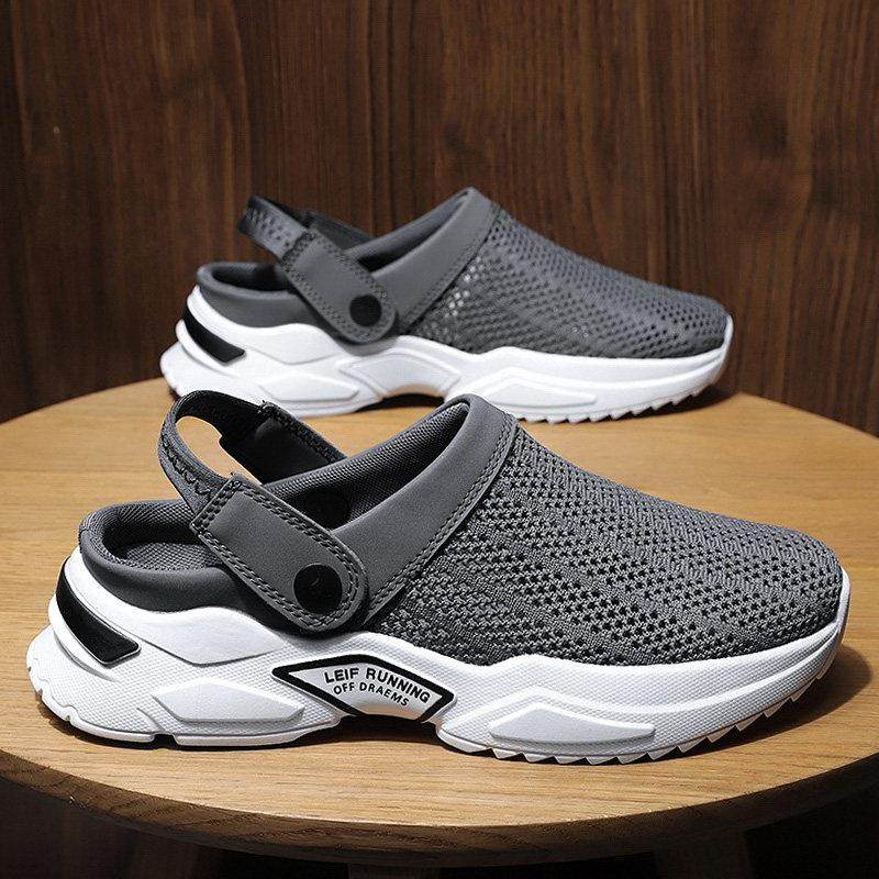 2025新款夏季国潮凉鞋男士网面透气男鞋户子外洞洞半拖沙滩鞋男款,流行男鞋,包头拖,淘宝优惠券,粉丝福利购,淘宝优惠卷